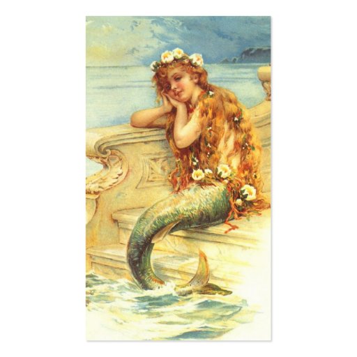 Vintage Mermaid Business Card Templates (back side)