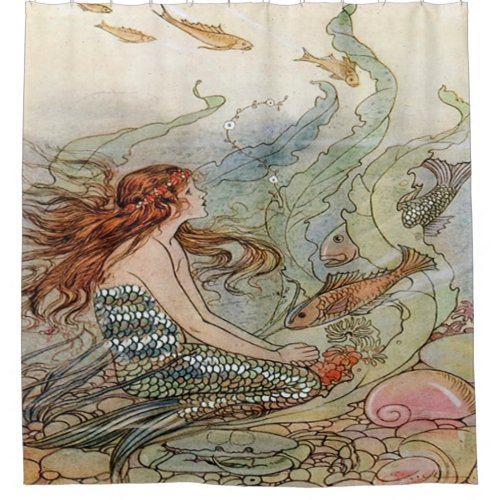 Vintage Mermaid Dover Under The Sea Shower Curtain