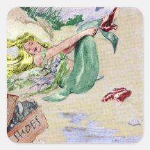 Vintage Mermaid in Color Square Sticker