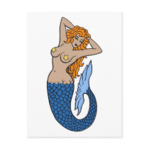Vintage Mermaid Tattoo Art postcards