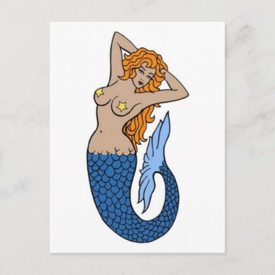 Vintage Mermaid Tattoo Art Post Cards by vintagegiftmall