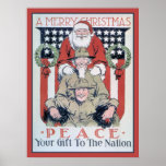 vintage Merry Christmas and peace Poster