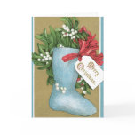 Vintage Merry Christmas Card  - Christmas Stocking