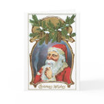 Vintage Merry Christmas Card - Old Fashion Santa