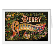 Vintage Merry Christmas Flower Design Cards