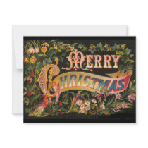 Vintage Merry Christmas Flower Design invitations by MyOtherPlanet Vintage Merry Christmas Flower Design invitations