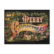 Vintage Merry Christmas Flower Design postcards by MyOtherPlanet Vintage Merry Christmas Flower Design postcards
