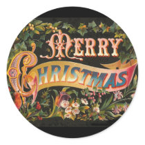 Vintage Merry Christmas Flower Design stickers by MyOtherPlanet Vintage Merry Christmas Flower Design stickers