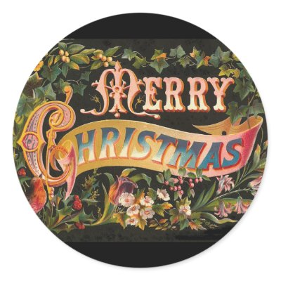 Vintage Merry Christmas Flower Design stickers