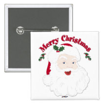 Vintage Merry Christmas Santa Pinback Button