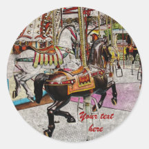 vintage merry-go-round horse round stickers
