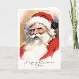 Vintage Merry Santa Christmas Card