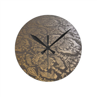 VINTAGE METALLIC DAMASK ROUND WALL CLOCKS