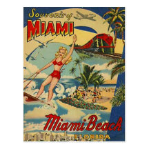 Vintage Miami Beach, Florida, USA - Postcard