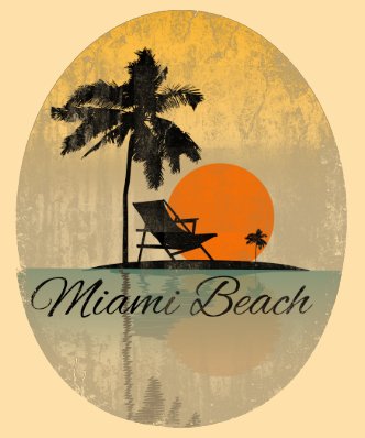Vintage Miami Beach Palm Tree Silhouette T-Shirt