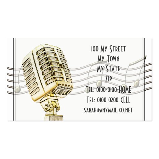 Vintage Microphone Design Business Card (back side)