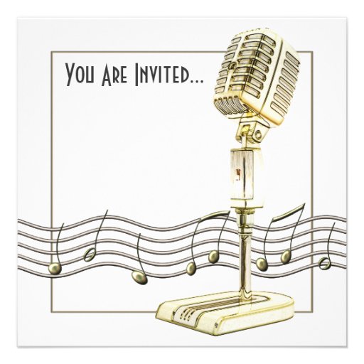 Vintage Microphone Party Invitations