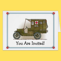 Vintage Military Ambulance Party Invitation cards