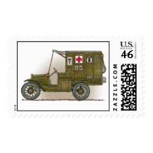 Vintage Military Ambulance Postage Stamp