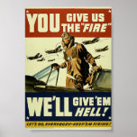 Vintage Military Give'em Hell Poster