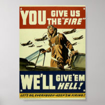 Vintage Military Give'em Hell Poster