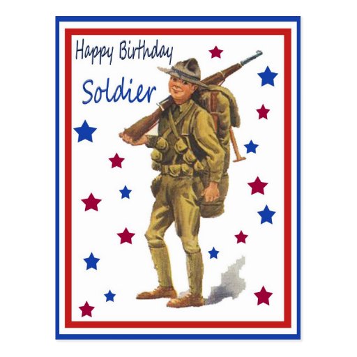 Vintage Military Happy Birthday Soldier Postcard Zazzle