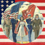 Vintage Military Personnel; Patriotic Stickers