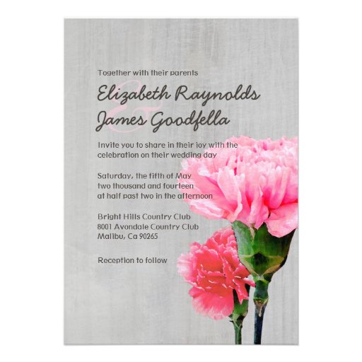 Vintage Mini-Carnation Wedding Invitations