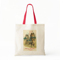 Vintage *Mini Collie* Merry Christmas! Tote Bags