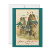 Vintage *Mini Collie* Merry Christmas! invitations by ArtisticFootprints Vintage *Mini Collie* Merry Christmas! invitations