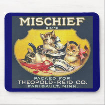 Vintage Mischief Brand Label mousepads