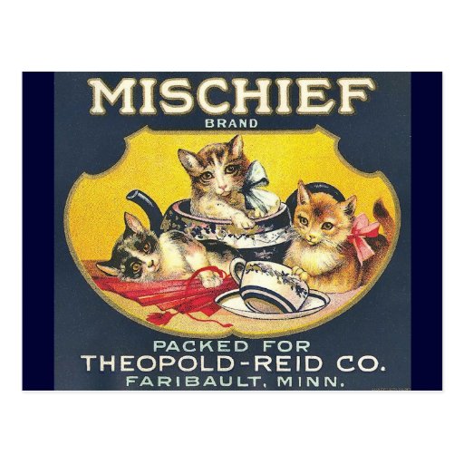 Vintage Mischief Brand Label Postcards