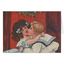 Vintage Mistletoe Children Cards