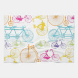 Vintage Modern Bicycle Bright Color Neon Pattern Towel