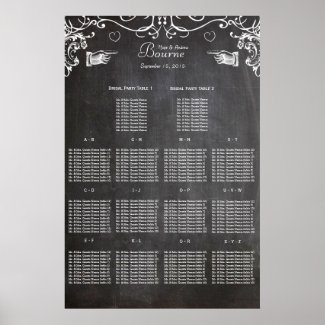 Vintage Modern Black Chalkboard Seating Chart