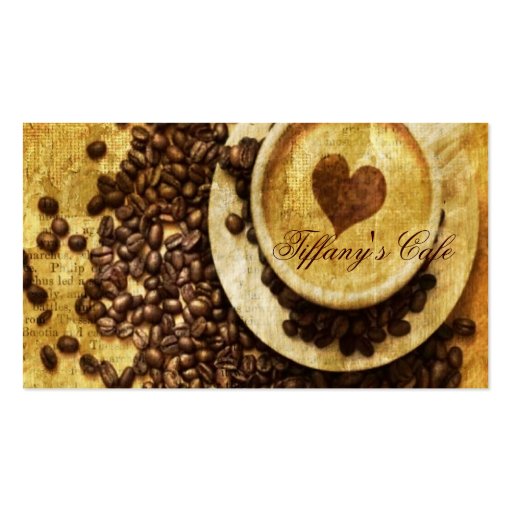 vintage modern coffee beans cappuccino heart business card