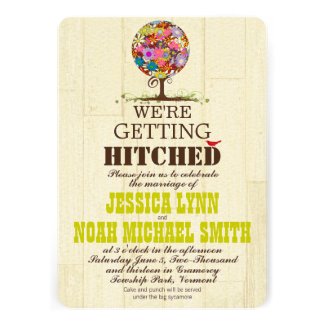 Vintage Modern Cute Bird Flower Tree Wedding Custom Invitations