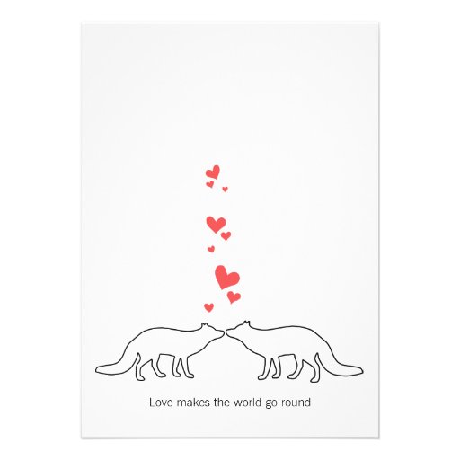 Vintage Modern Cute Fox Wedding Invitation
