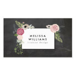 Vintage Modern Floral Motif on Chalkboard Designer Business Card