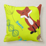 Vintage Modern Fox Acorn Woodland Neon Pillow pillows