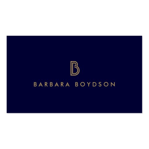 VINTAGE MODERN GOLD and NAVY INITIAL MONOGRAM LOGO Business Card Templates (front side)