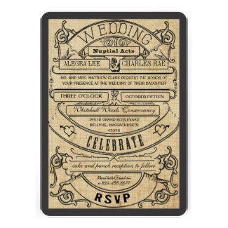 Vintage Modern Typography Ticket Wedding Invite