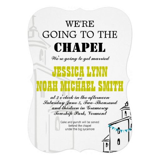 Vintage Modern We're going to the Chapel Wedding Announcements (front side)