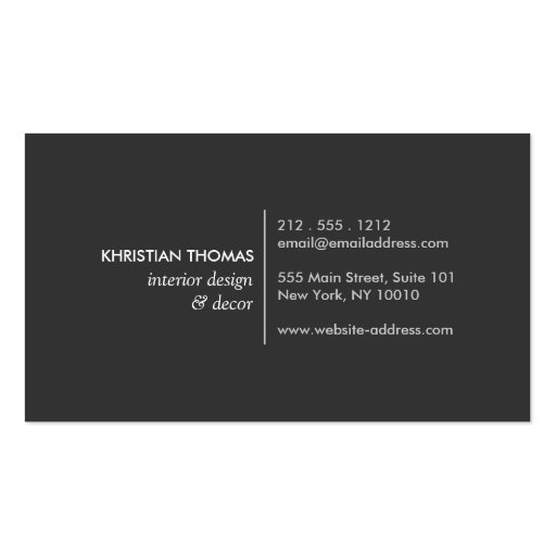 VINTAGE MODERNIST INTERIOR DESIGNER, DECORATOR BUSINESS CARD (back side)