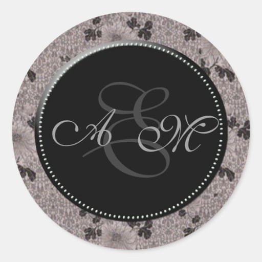 Vintage Monogram Black and White Round Sticker