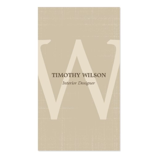 Vintage Monogram Business Cards - Khaki