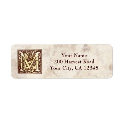 Vintage Monogram M Custom Return Address Label
