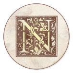 Vintage Monogram N Round Sticker