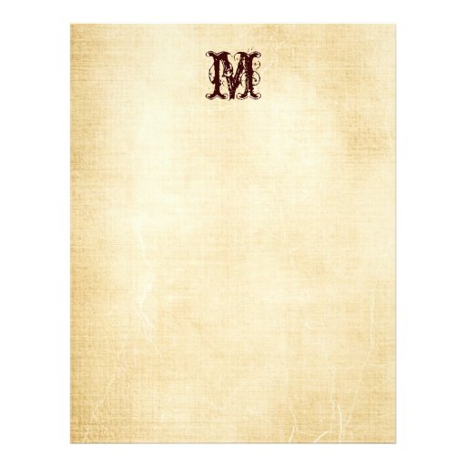 Vintage Monogram Parchment Paper Custom Letterhead