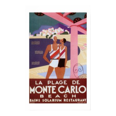 Vintage Monte Carlo Beach Poster by RetroCommunications